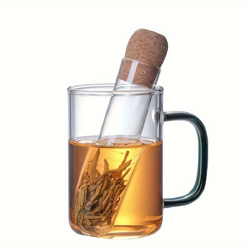 TeaTube | Glazen thee-ei fles - Mini transparante kurk zeef buis voor het zetten van losse thee