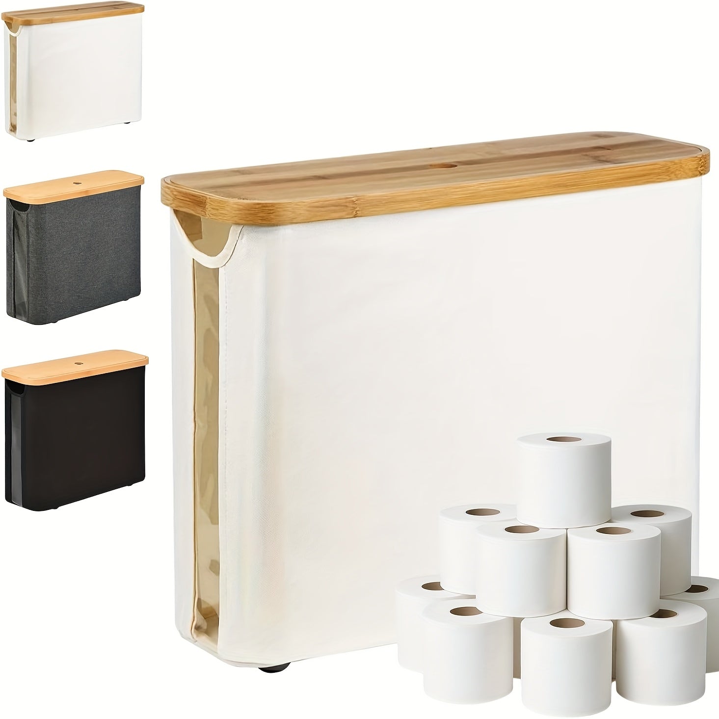 RollStash | Toiletpapiermand met deksel – houder voor maximaal 12 rollen, organizer voor badkamer en slaapkamer