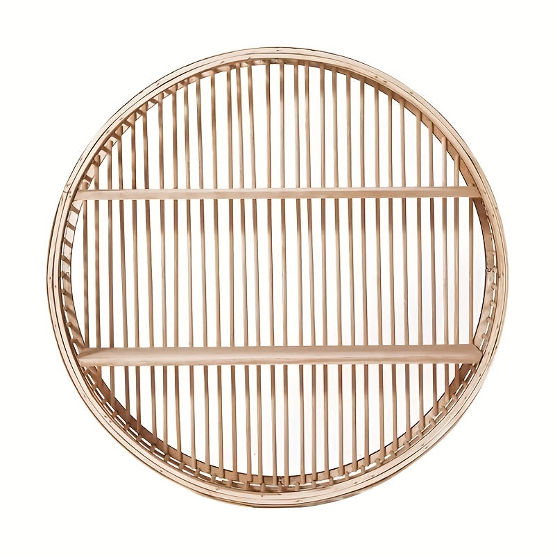 VibeNook | Boho handgemaakte bamboe wandplanken - Zwevende ronde plank