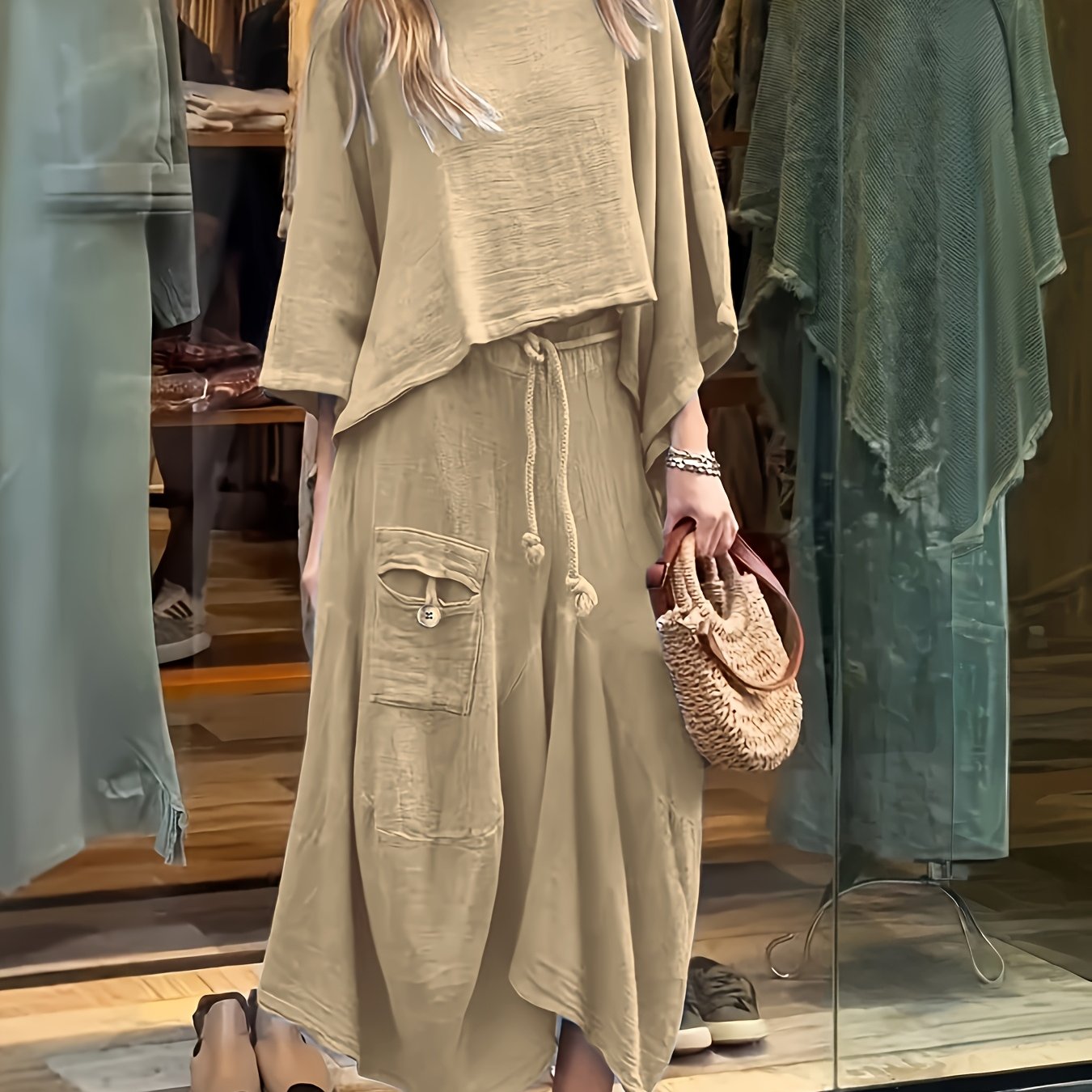 Lyrissea | Dames 2-Delige Top & Rok Set – Losse Casual Versleten Outfit, Zomerse Mode