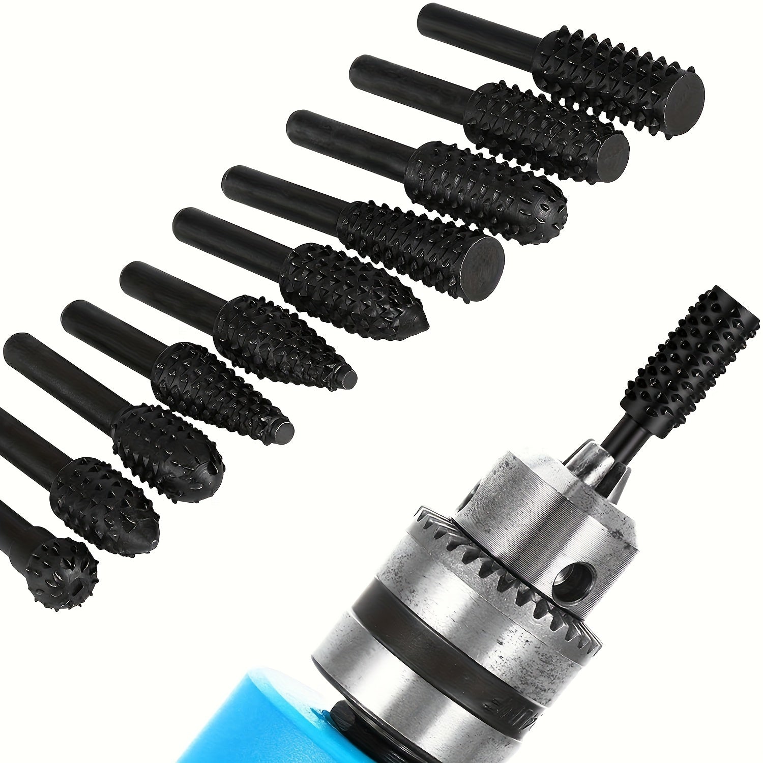 DrillRasp | 5/10st Houtsnijwerk Vijl Rasp Boren Set - Roterend Gereedschap voor DIY Houtbewerking, Graveren, Polijsten, Slijpen en Vormgeven