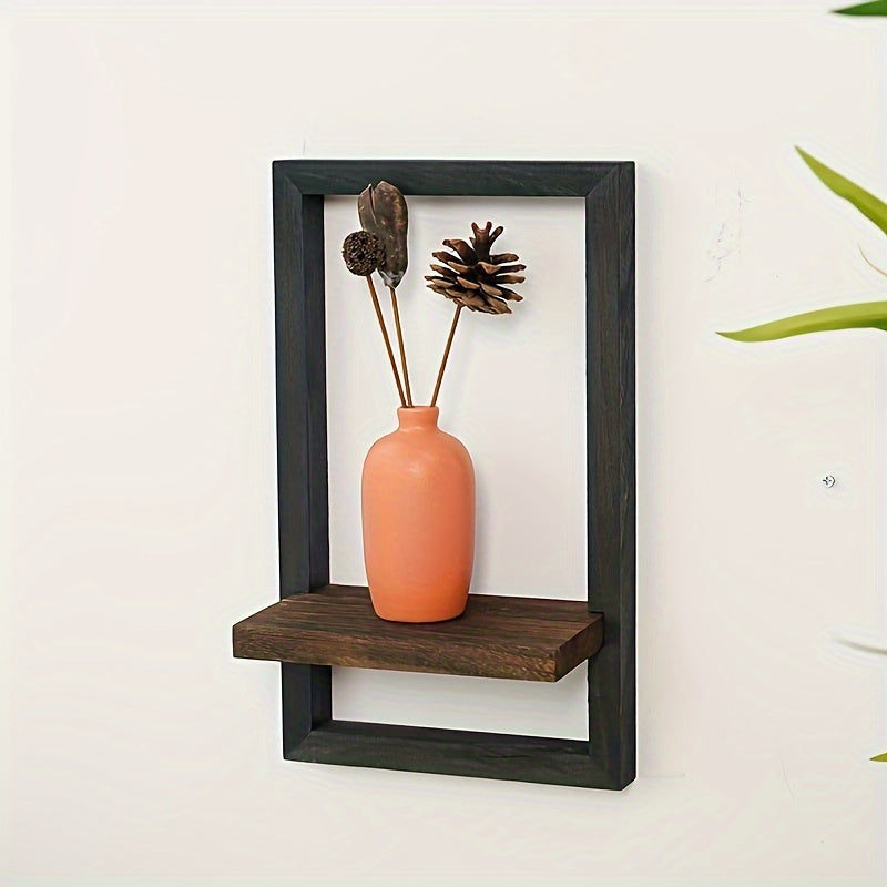 ShelfScape | Vintage Houten Wandplank Set - Vierkante Planken met Haken
