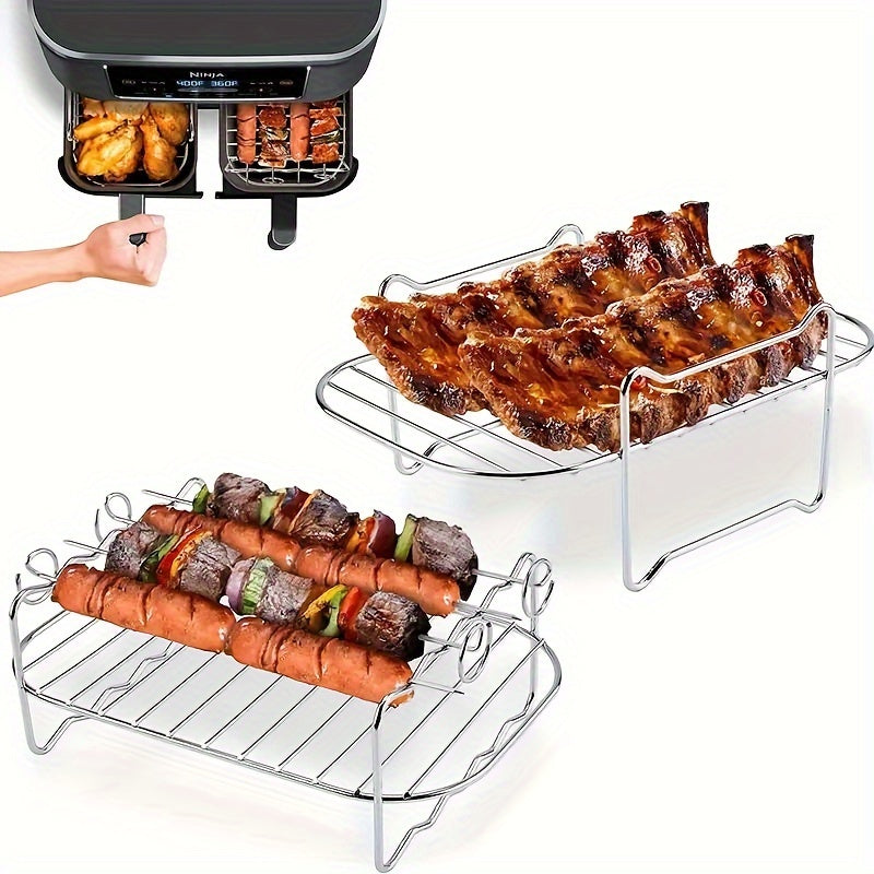 FryForge | Pro Air Fryer-gereedschapsset – BBQ-spietsysteem & hittebestendige stalen kookstandaard