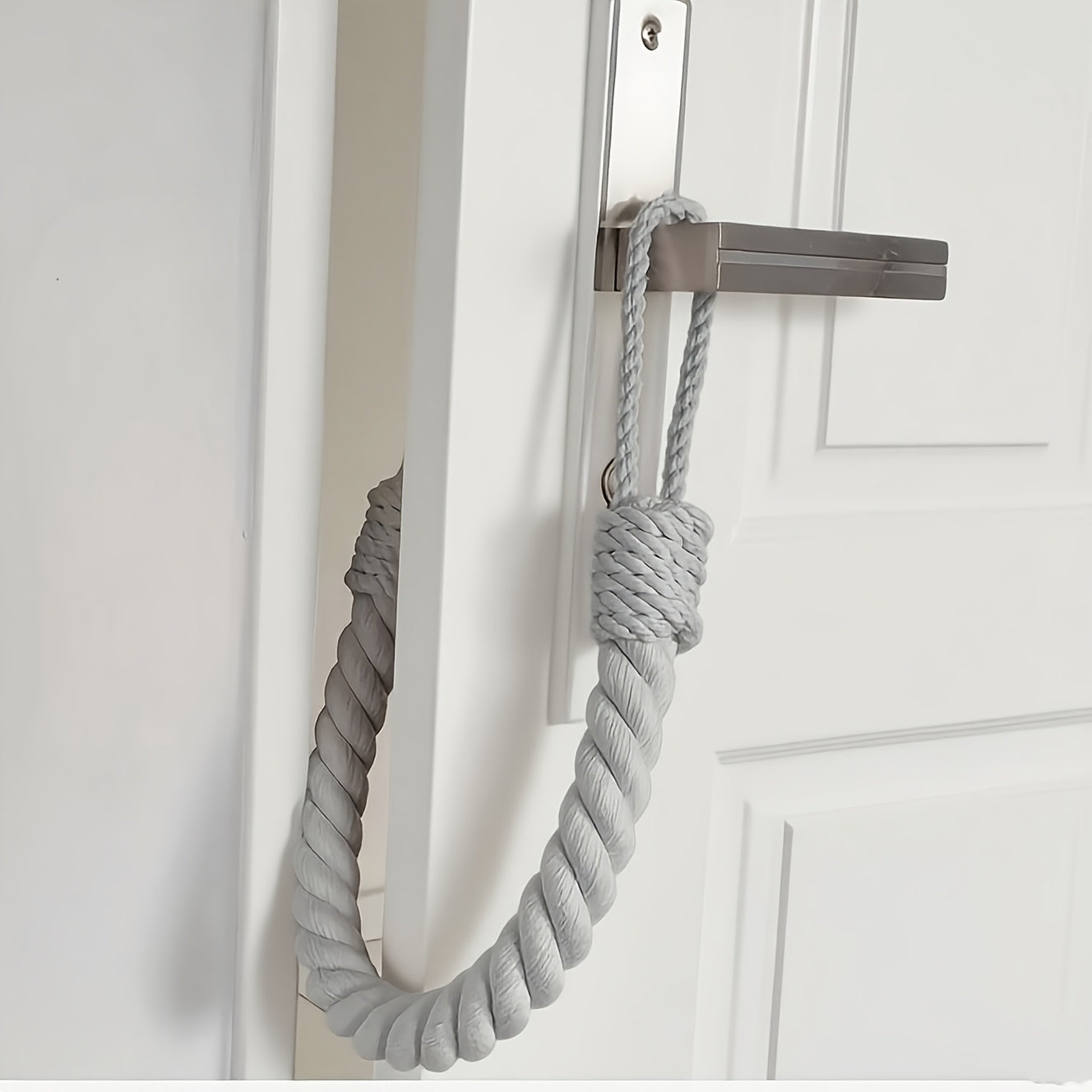 DoorKnot | Retro touw deurstopper – robuuste stoffen deurwig, rustieke deurhouder zonder boren