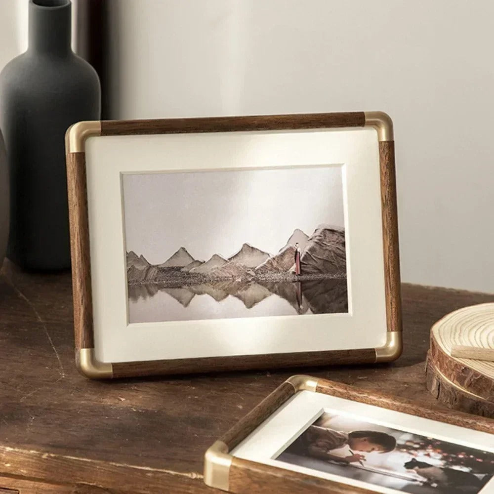 Memoria | Vintage houten fotolijst voor op tafel – Elegante staande fotolijst