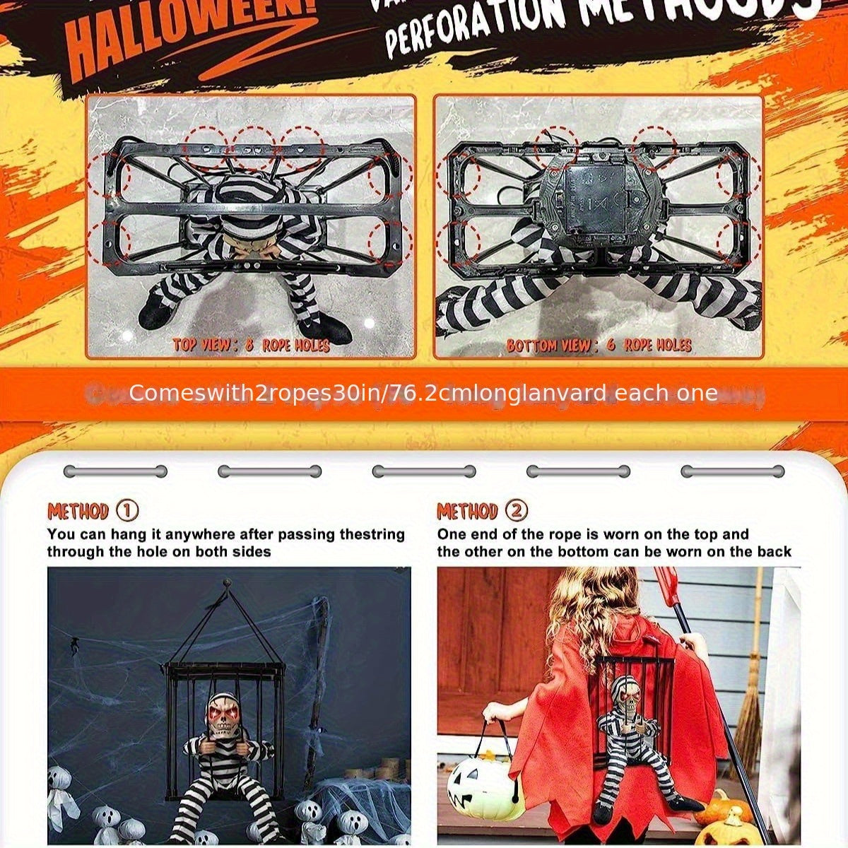 TerrorBone | Geanimeerde schreeuwende skelet Halloween-decoratie – Bewegingssensor Buiten griezelige rekwisiet