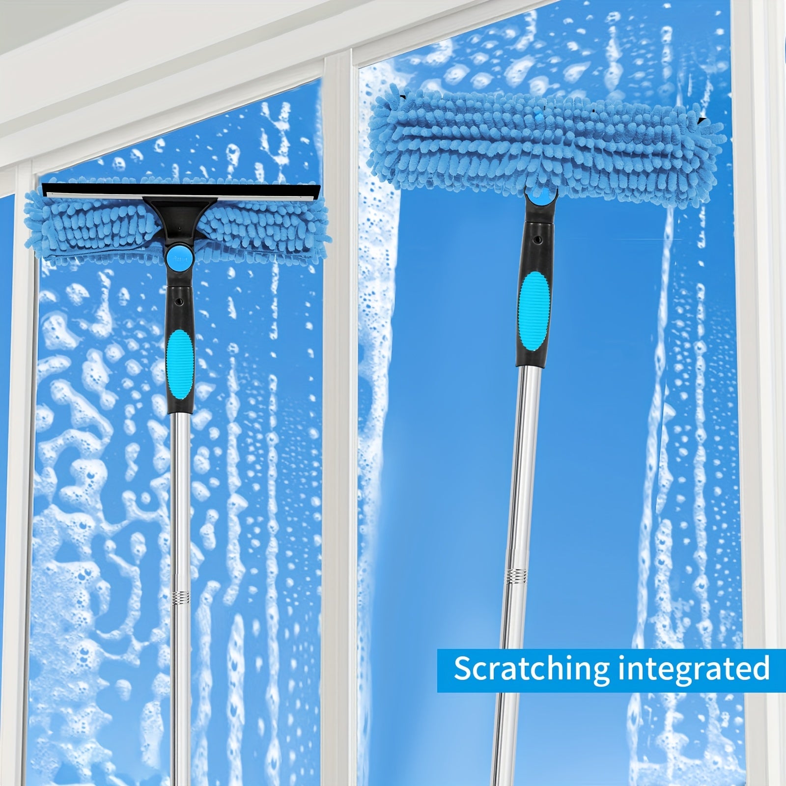 VistaClean | 182 cm professionele 2-in-1 raamwisser set – verstelbare telescoopsteel