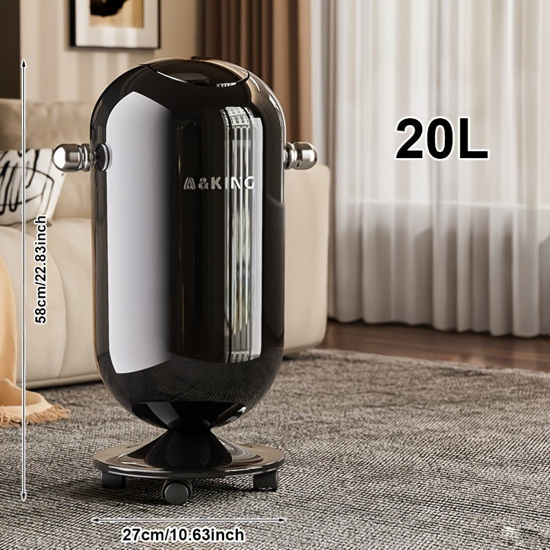 BinLuxe | Afvalbak met deksel en wielen met grote capaciteit – Moderne opbergbak met klep