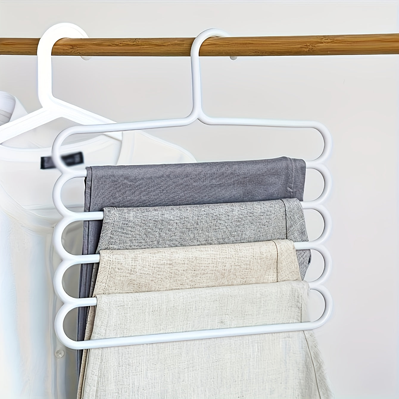 PantStack | 5-Laags Broeken- & Kledinghanger – Duurzame Plastic Kledingkast Organizer