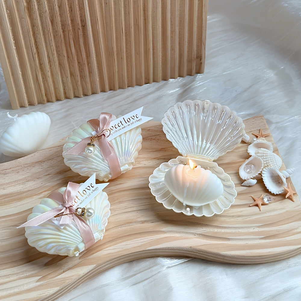 Pearlaura | 10-delige Schelp Sojawas Kaarsenset - Freesia Geurend, Parel & Roze Lint Favors