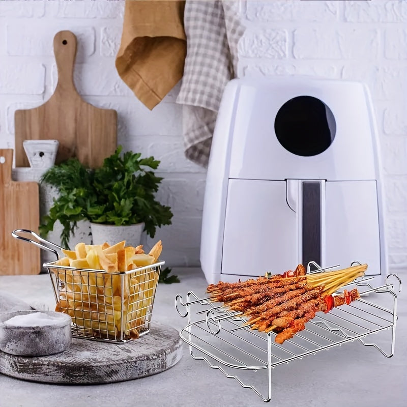 FryForge | Pro Air Fryer-gereedschapsset – BBQ-spietsysteem & hittebestendige stalen kookstandaard