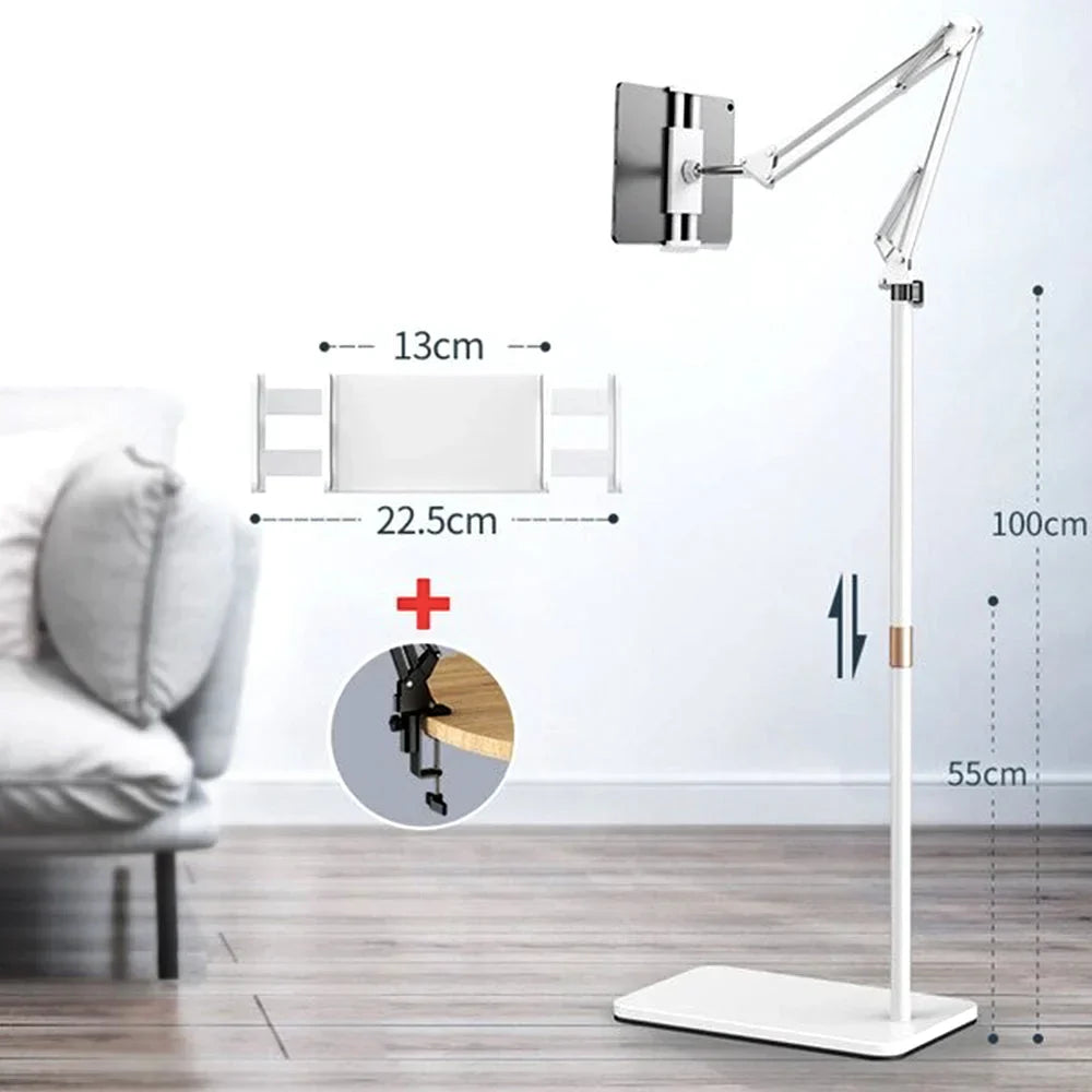 FoldiBase | 360° flexibele, opvouwbare en verstelbare vloerstandaard voor iPad en tablet