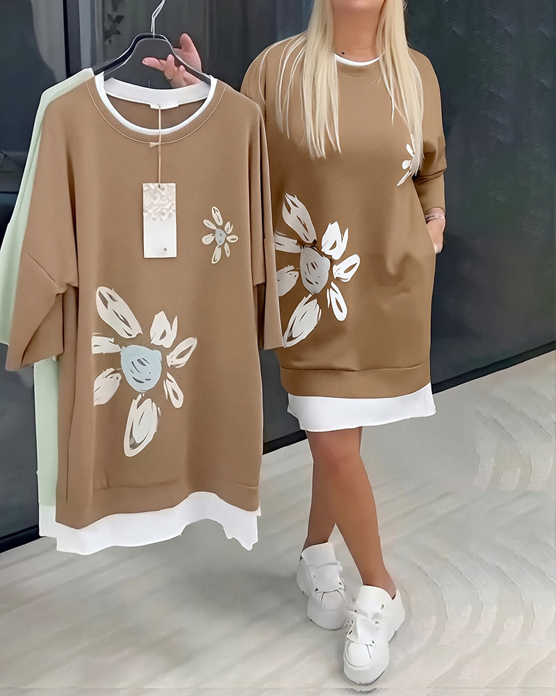 Arlira | Casual Jurk – 3/4 Mouwen, 2-Lagen Design, Comfortabel & Stijlvol