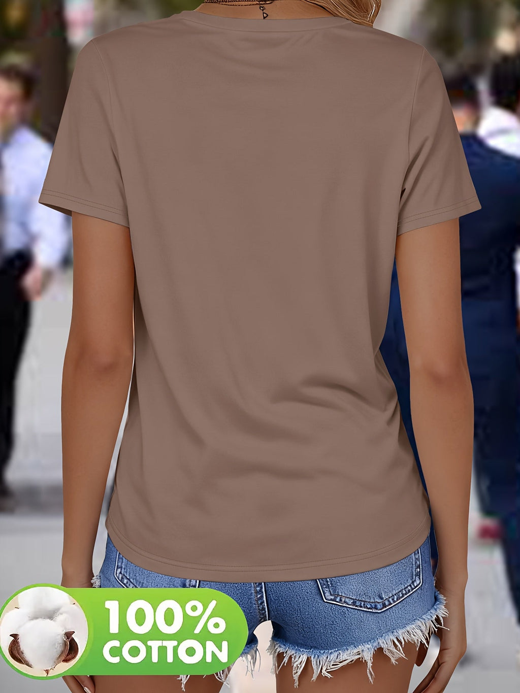 Delra | Elegante damestop met bladerenprint – Casual blouse met korte mouwen