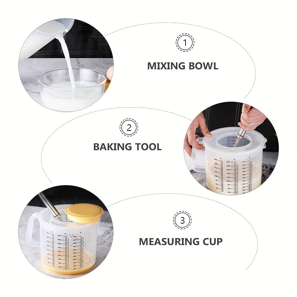 MixGuard | 2.5L Bak maatbeker & mengkom met spatwaterdicht deksel - ideaal voor koken en bakken