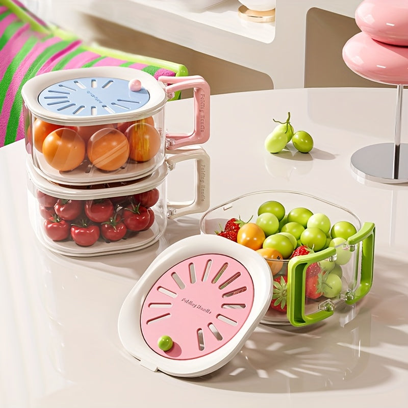 StrainSmart | 2-in-1 dubbellaagse voedselzeef & fruitmand met opvouwbaar handvat – multifunctioneel