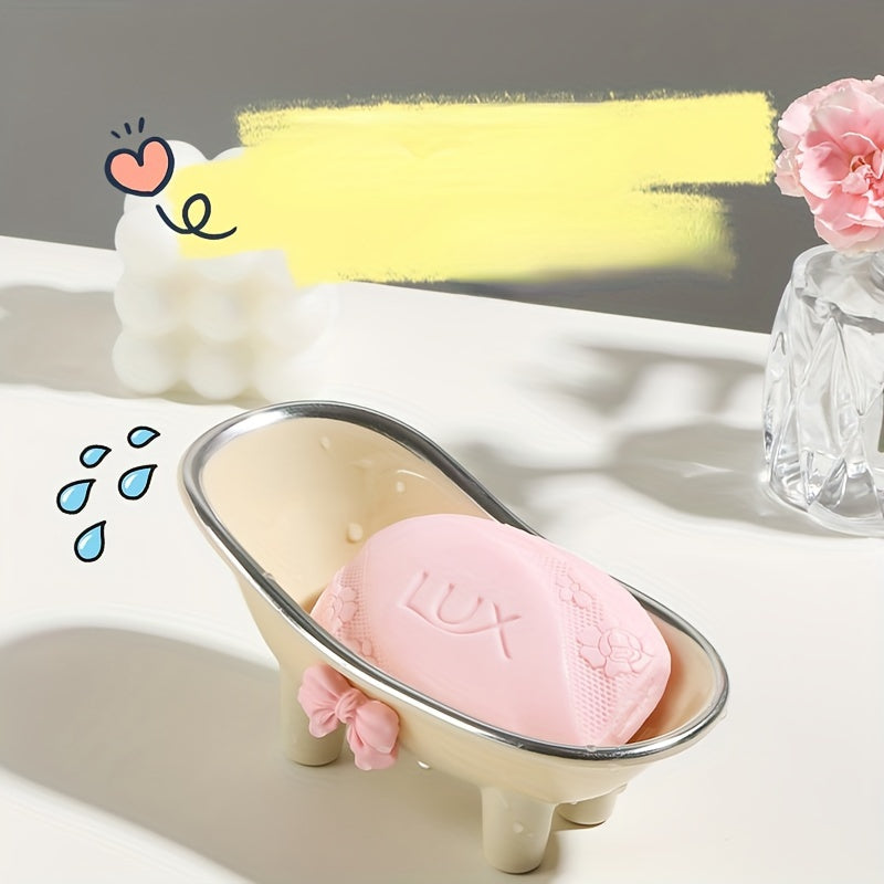 SoapTub | Badkuip Zeepbakje met Afvoer – Zelfdrainende Zeephouder, Schattige Badkamer Zeepschaal