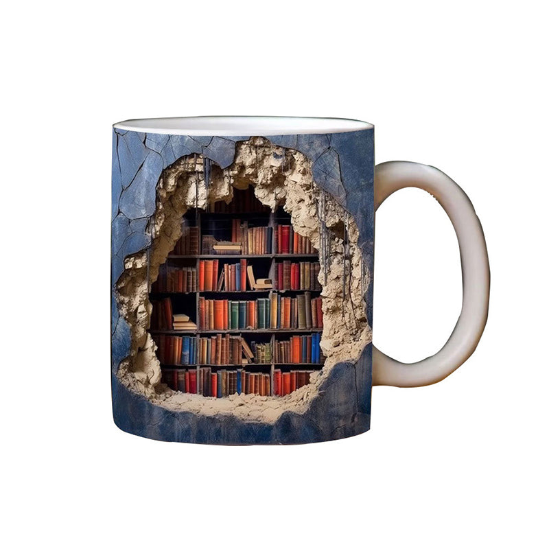 SteepStory | 3D boekenplank mok - Keramische koffiekop, boek Lover Gift