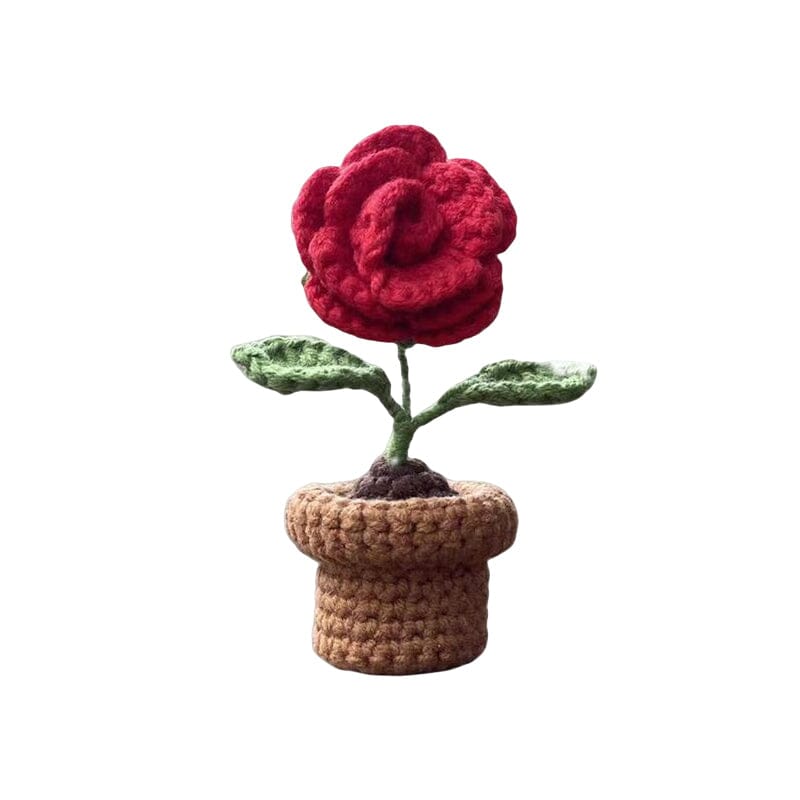 BloomKnot | Handgemaakte gehaakte bloem in pot – Decoratieve gebreide bloem, decoratie voor thuis