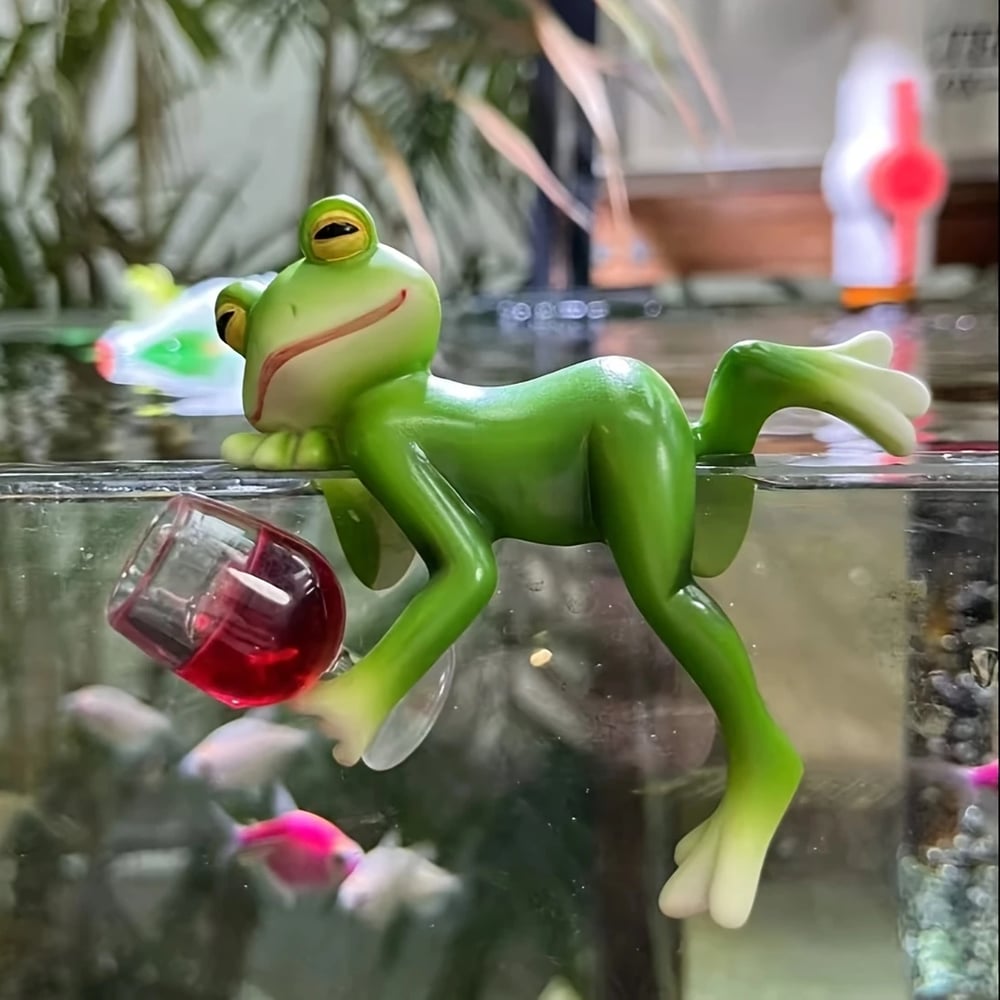 FroggySip | Hars Drinkende Kikker Plant Pot Hanger Beeldje - Tuindecoratie, Binnen Buiten Plantenbak Toebehoren