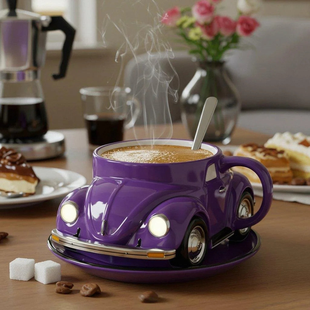 BeetleCup | Beetle Car keramische koffiemok – Unieke 3D-thee- en koffiemok in de vorm van een auto