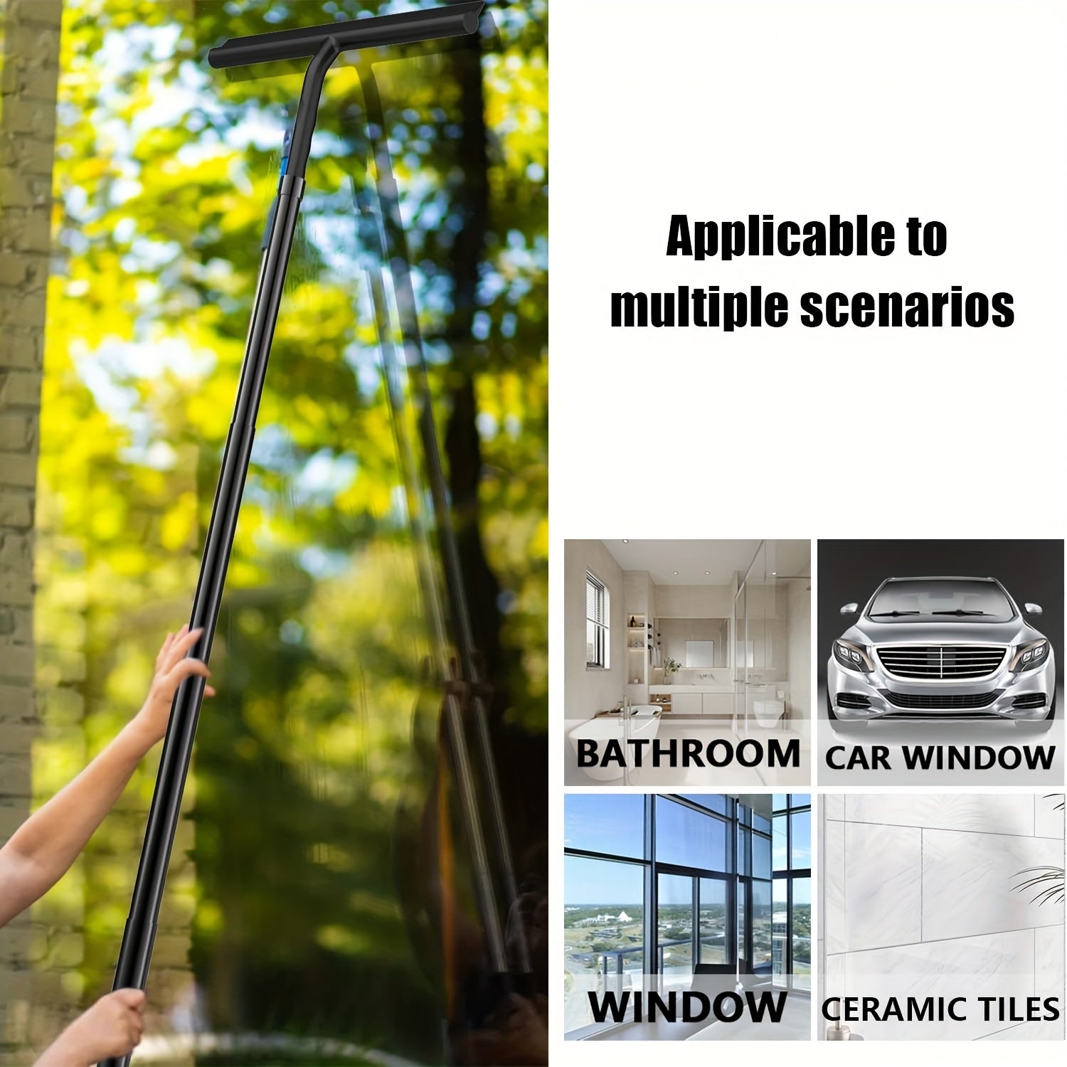 ExtendClean | Telescopische raamwisser – Heavy-duty siliconen en ijzer, lange steel voor ramen, douche, spiegels, tegels