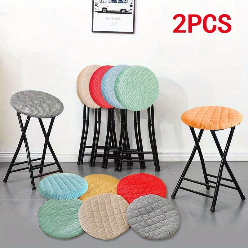 PlushFit | 2-delige Ronde Stoelzittingen Hoes – Dikke Gewatteerde Elastische Stoelhoezen, Beschermende Slipcovers
