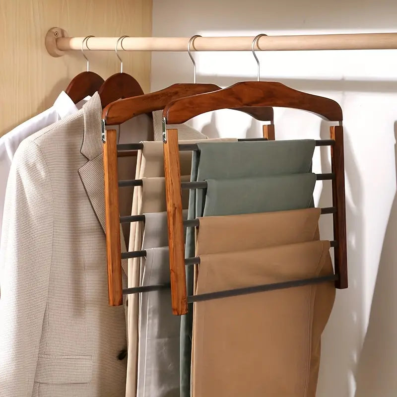 TierHang | Meerlaagse houten broekenorganizer – ruimtebesparende hanger, kreukvrije broekenrek
