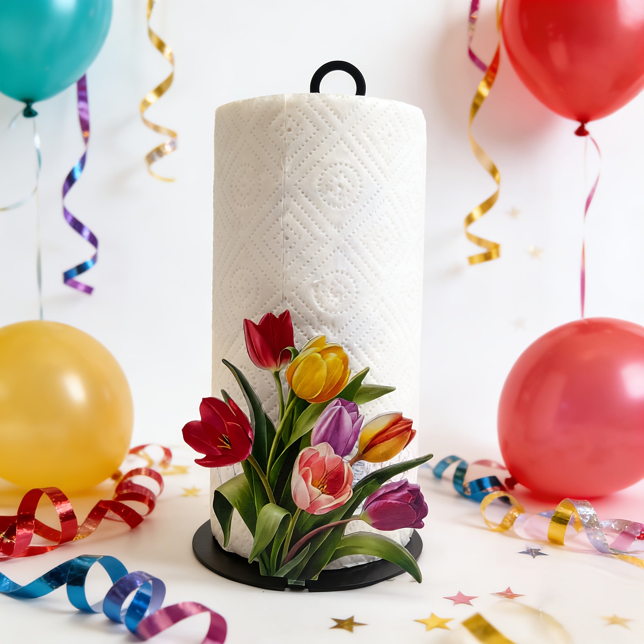 TulipHold | Gietijzeren Tulpen Papieren Handdoekhouder – Feestelijke Keuken- & Badkamerdecoratie