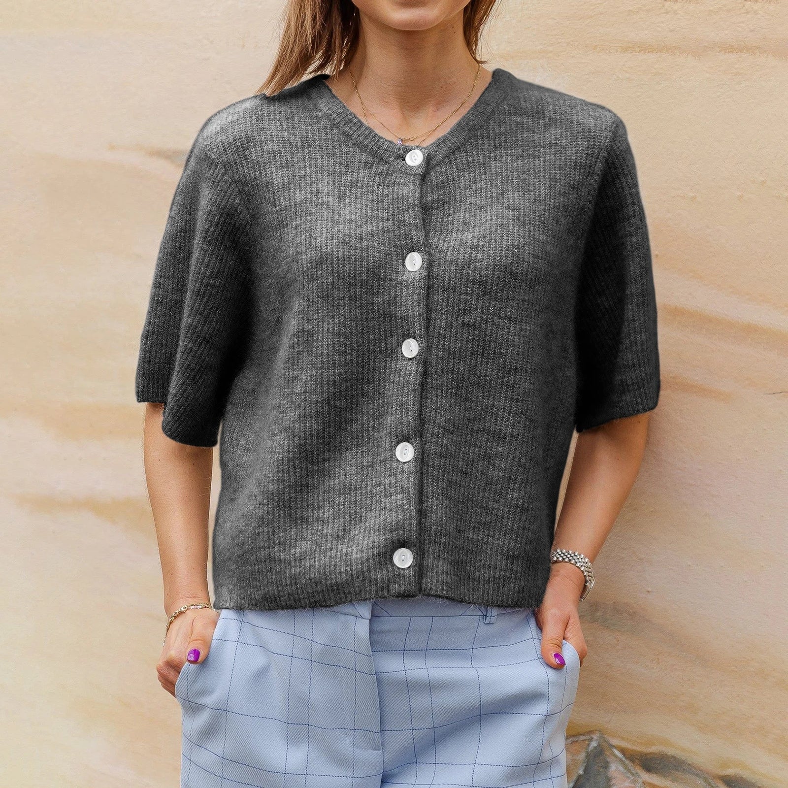 Zylenna | Cardigan met Korte Mouwen – Lichtgewicht Gebreide Top, Voor Casual & Smart-Casual