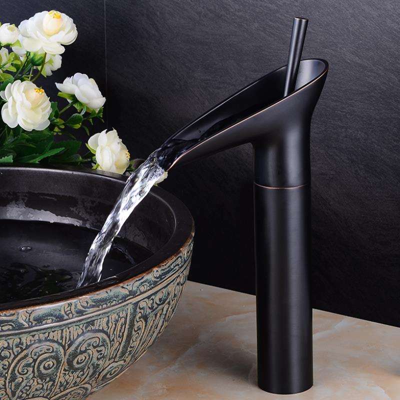 Cascade | Waterval Antieke Badkamerkraan - Messing Mengkraan voor Wastafel, Vintage Stijl