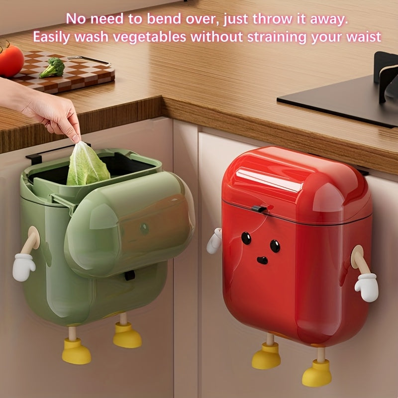 HappyBin | Stijlvolle afvalbak en opbergmand voor aan de muur, lekvrij, grote opening, cartoonontwerp