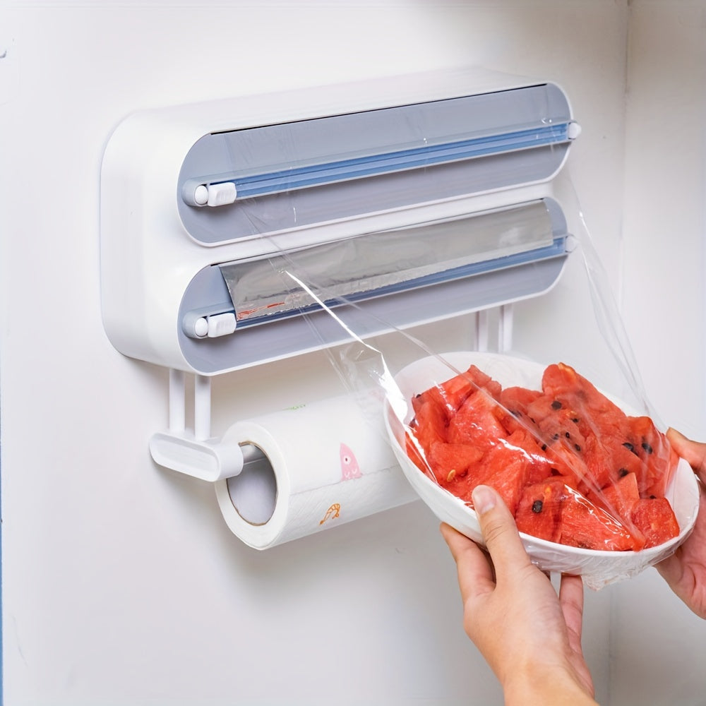 WrapEase | Wandgemonteerde plasticfolie- en aluminiumfoliesnijder met dispenser