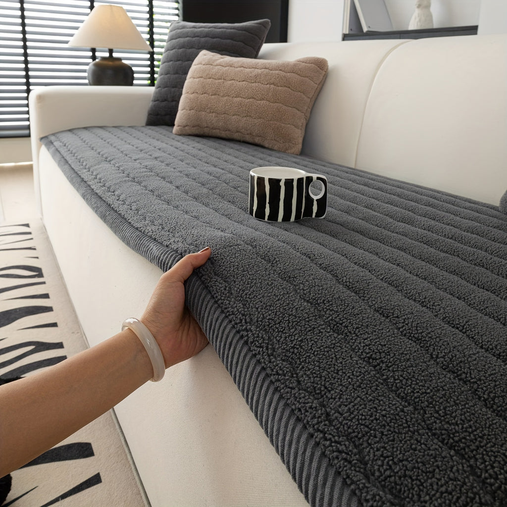 SnugWrap | Slipvaste Sofa Overtrek van Dik Pluche - Machinewasbaar, Huisdiervriendelijke Bankbeschermer voor de Woonkamer