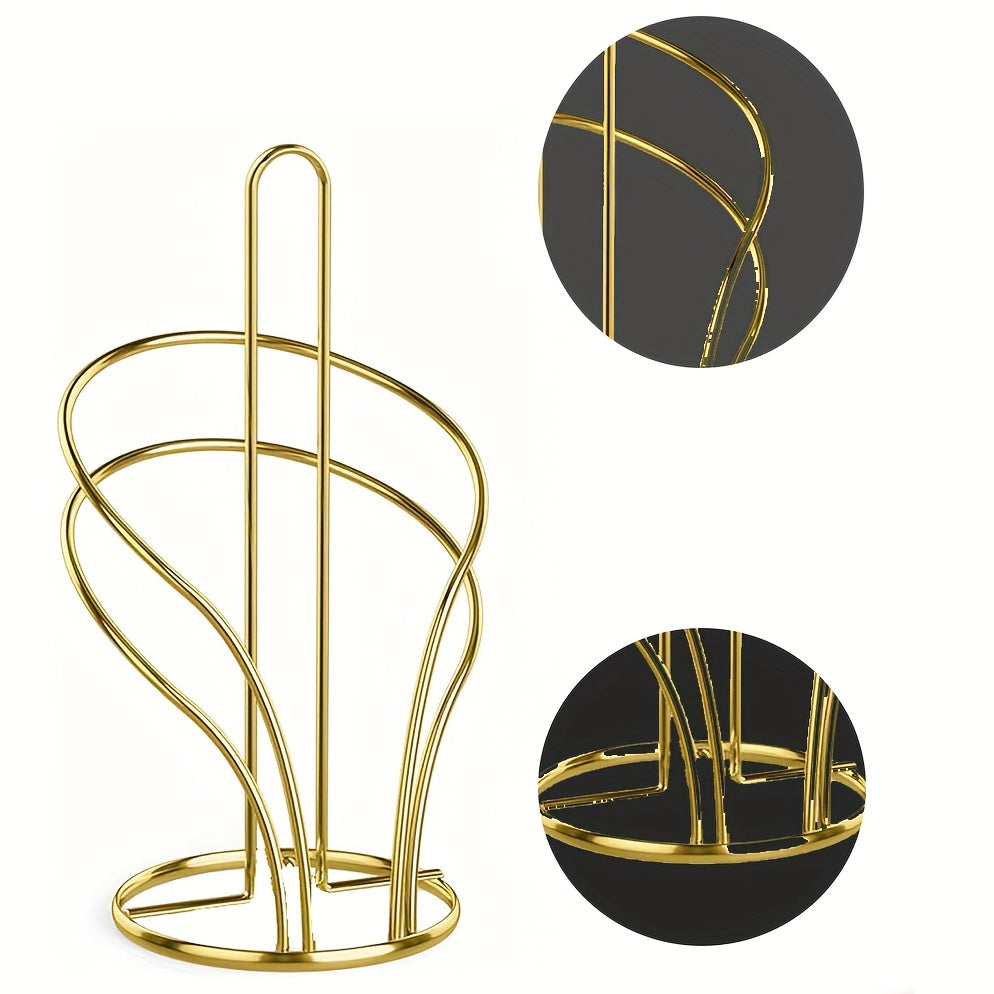 TissueLuxe | Luxe gouden servetten- en tissuehouder met stabiele verzwaarde voet – vrijstaande organizer voor keuken en badkamer