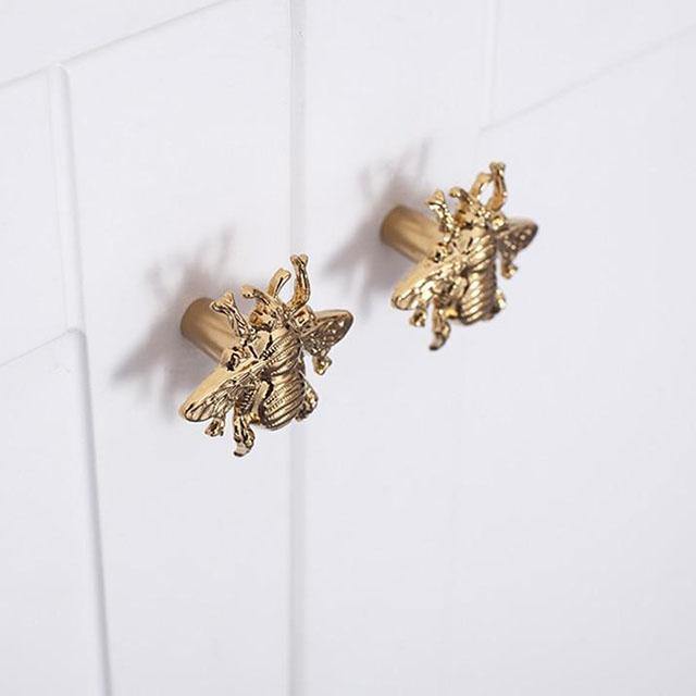 BuzzKnob | Gouden bijen ladegrepen, messing knoppen voor kasten, decoratieve meubeltrekkers voor thuis & keuken