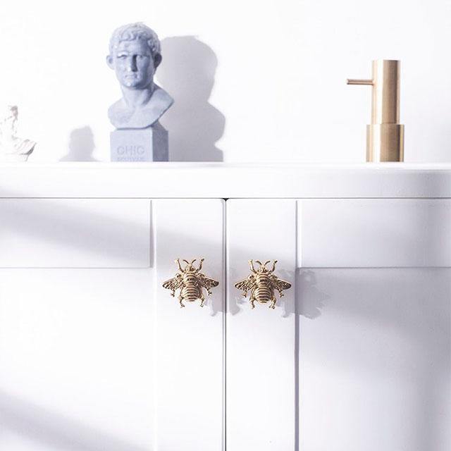 BuzzKnob | Gouden bijen ladegrepen, messing knoppen voor kasten, decoratieve meubeltrekkers voor thuis & keuken
