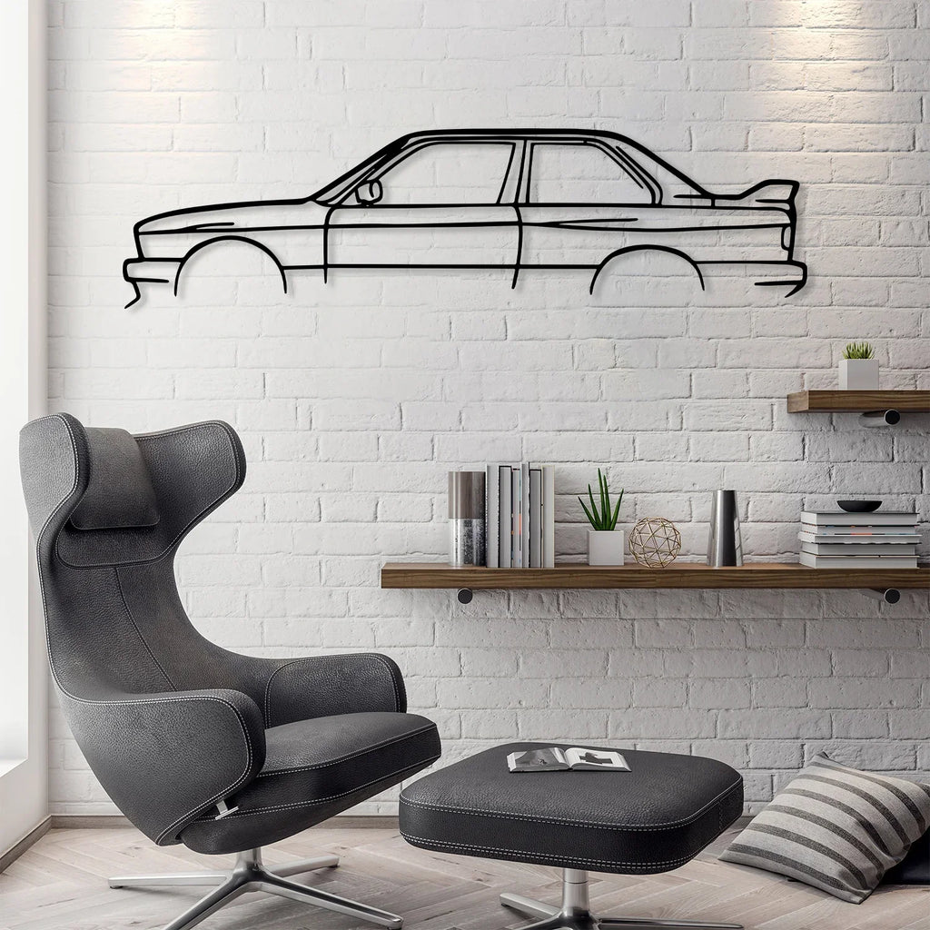 SteelRide | M3 Metalen Auto Muurkunst - Lasergesneden Stalen Auto Silhouet Muurdecoratie