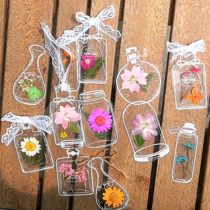 BloomMark | Set gedroogde bloemen bladwijzers – waterdichte botanische bladwijzers cadeauset