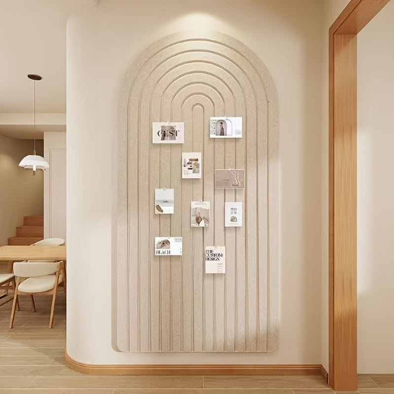 FeltScape | Extra groot gewelfd prikbord van vilt – gestreepte wanddecoratie, fotodisplay, zelfklevend wandpaneel