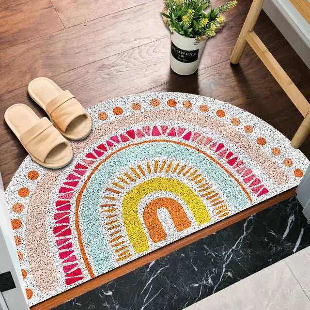 ZestyMat | Deurmat met halve cirkel - Regenboog- & watermeloenprint, antislip, voor binnen en buiten