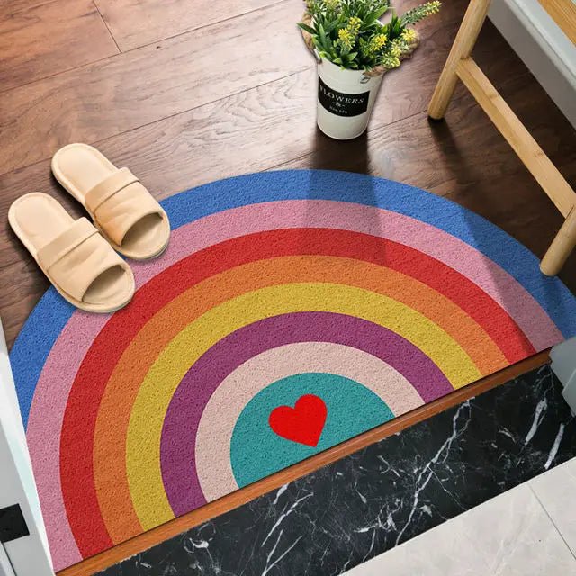 ZestyMat | Deurmat met halve cirkel - Regenboog- & watermeloenprint, antislip, voor binnen en buiten