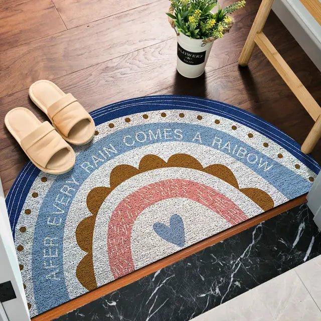 ZestyMat | Deurmat met halve cirkel - Regenboog- & watermeloenprint, antislip, voor binnen en buiten