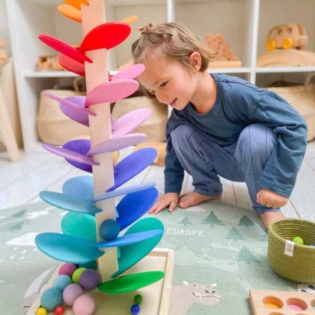 Twizzle | Montessori Regenboog Knikkerboom Speelgoed - Houten Educatief STEM Speelgoed