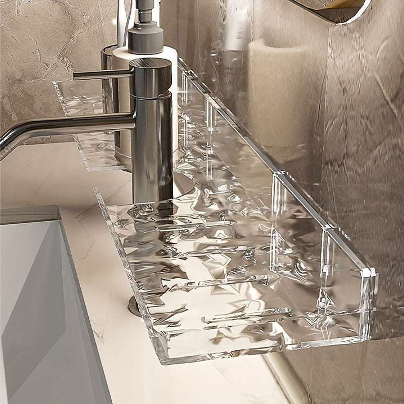 LuxeNook | Wand gemonteerde badkamer wastafel plank met holle drainage, Plastic opslag voor badkamer organisatie