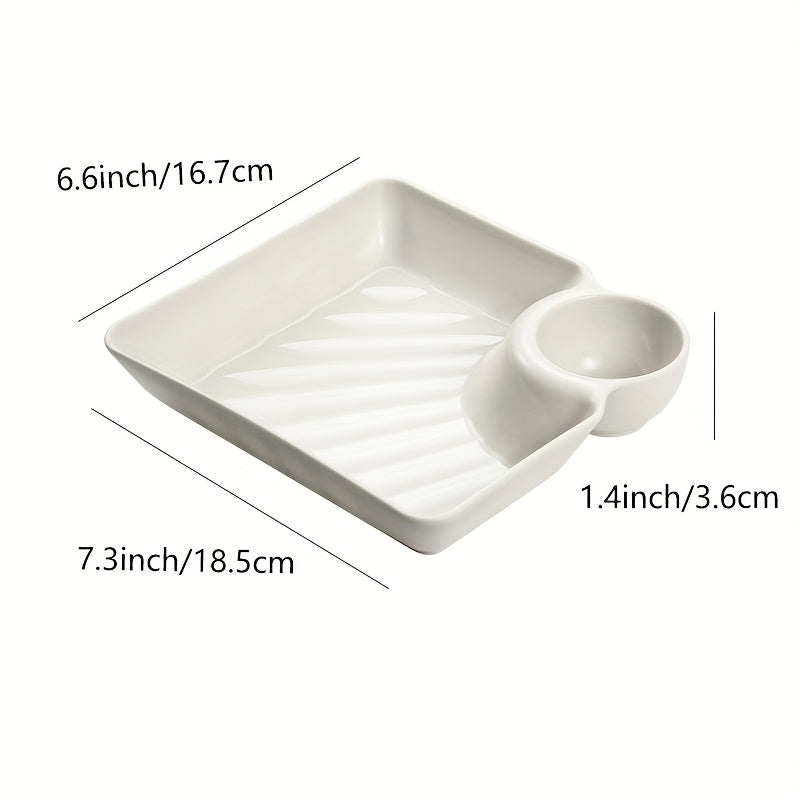 SectiPlate | 4-delige snackbordenset met vakken – Plastic tapas-, dumpling- en sushibord met vakken voor saus