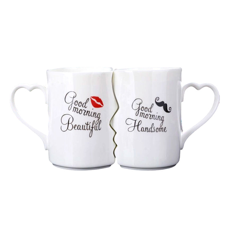 LoveMugs | In elkaar passende mokkenset voor koppels – keramische koffiemokken met hartvormige handgrepen
