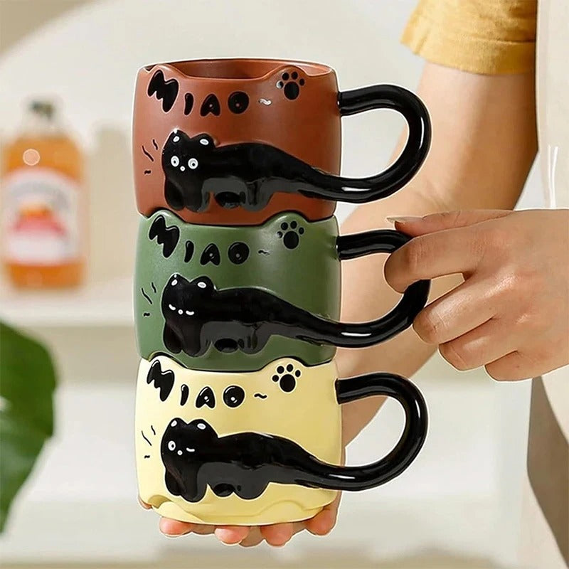 WhiskerStack | Stapelbare Keramische Kattenmokken - Schattige Koffie- & Theekopjes met Handvat