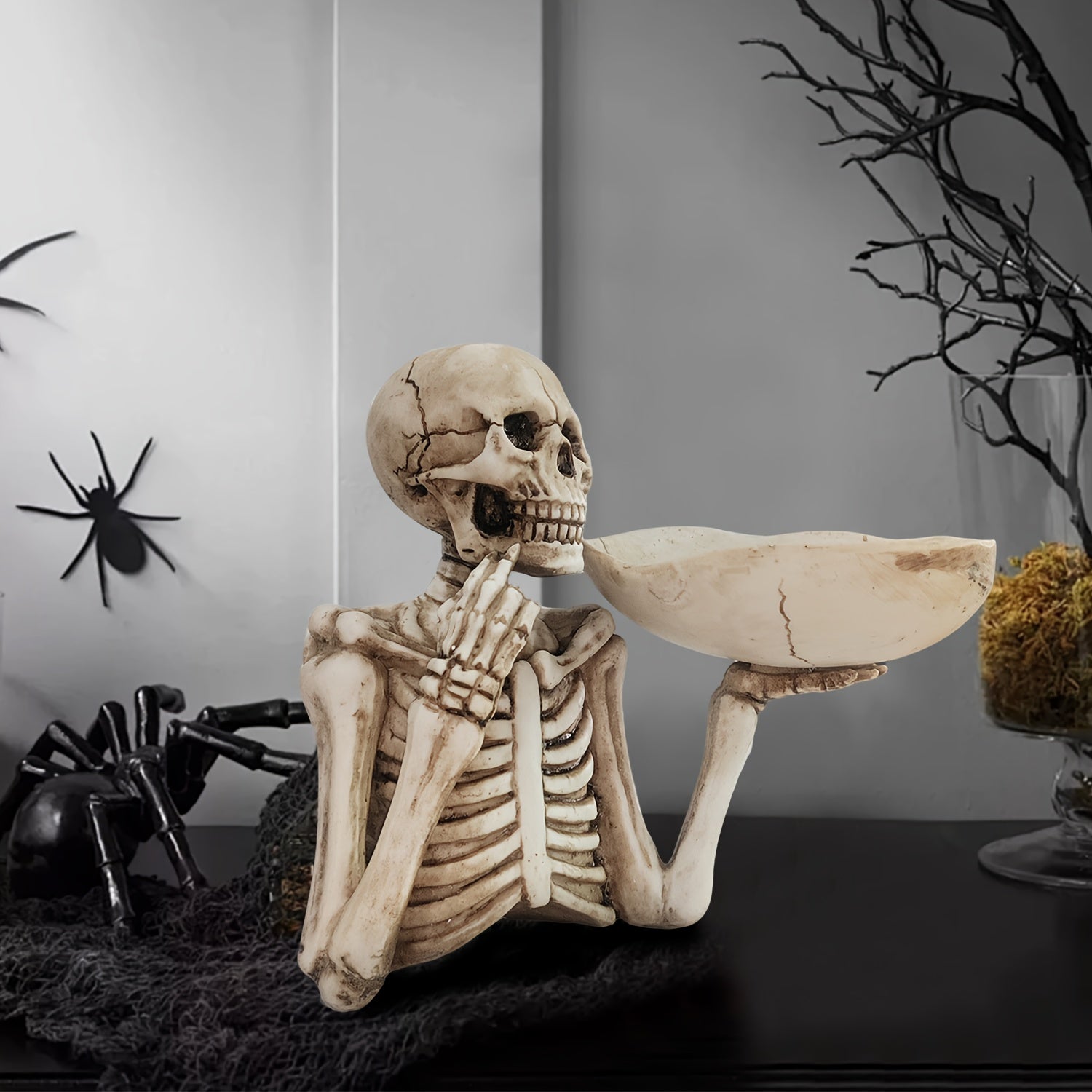 GhoulBowl | Harsen schedelschaal met kom – Gotische skelet Halloween-decoratie
