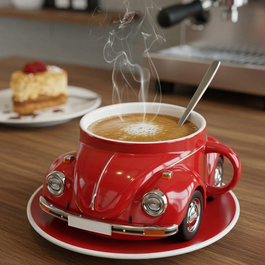 BeetleCup | Beetle Car keramische koffiemok – Unieke 3D-thee- en koffiemok in de vorm van een auto
